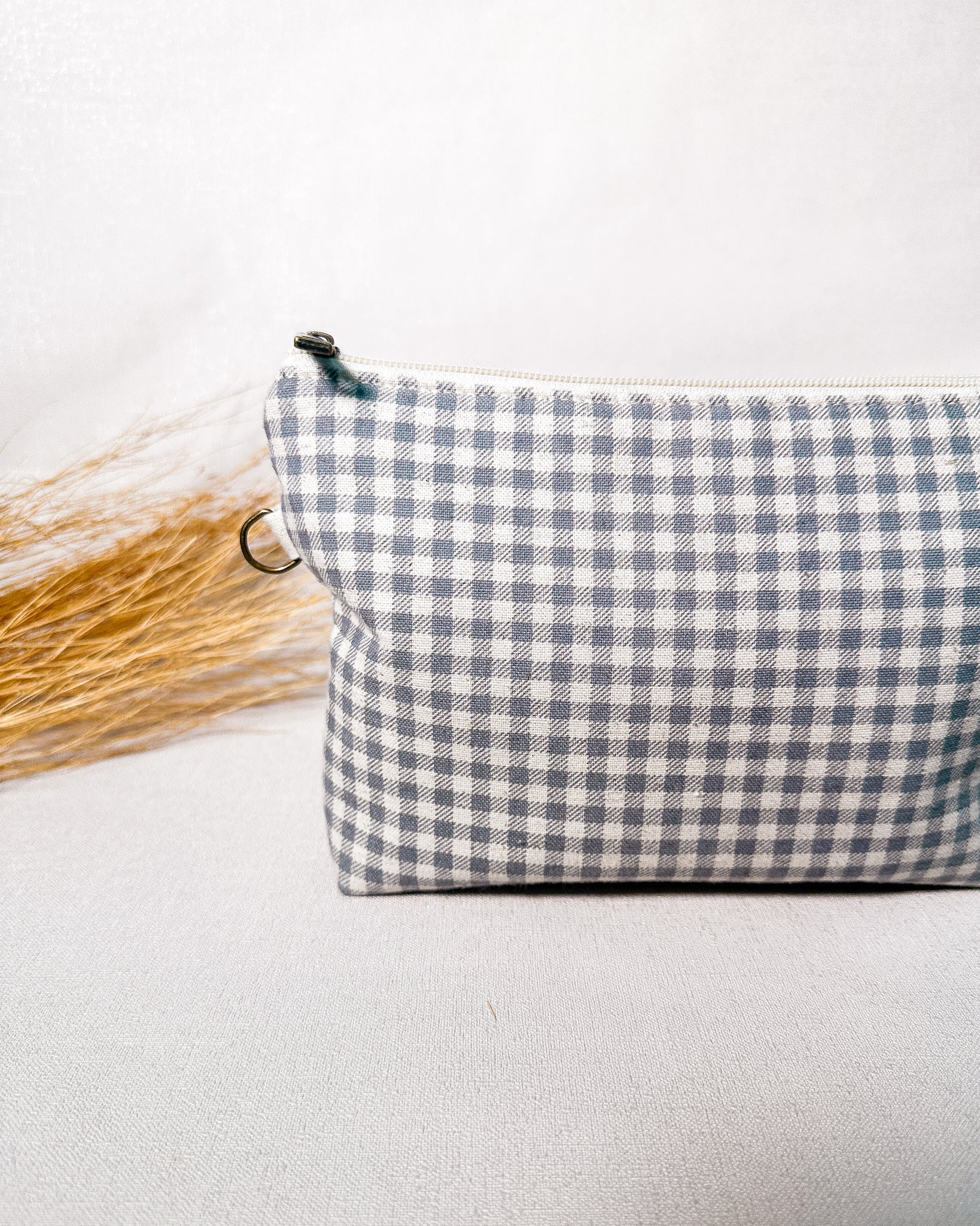 Necessaire Inspira para bordar xadrez azul