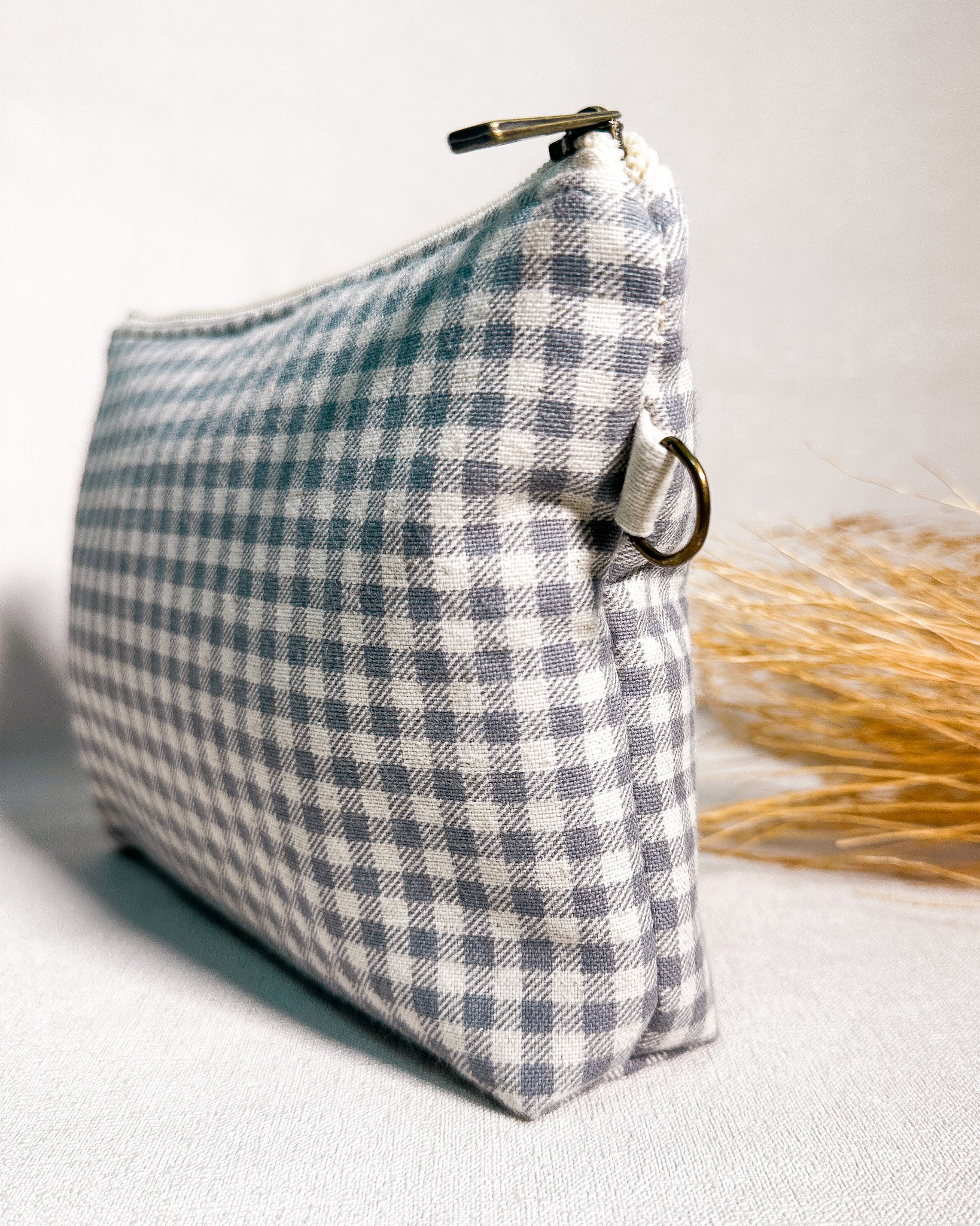 Necessaire Inspira para bordar xadrez azul