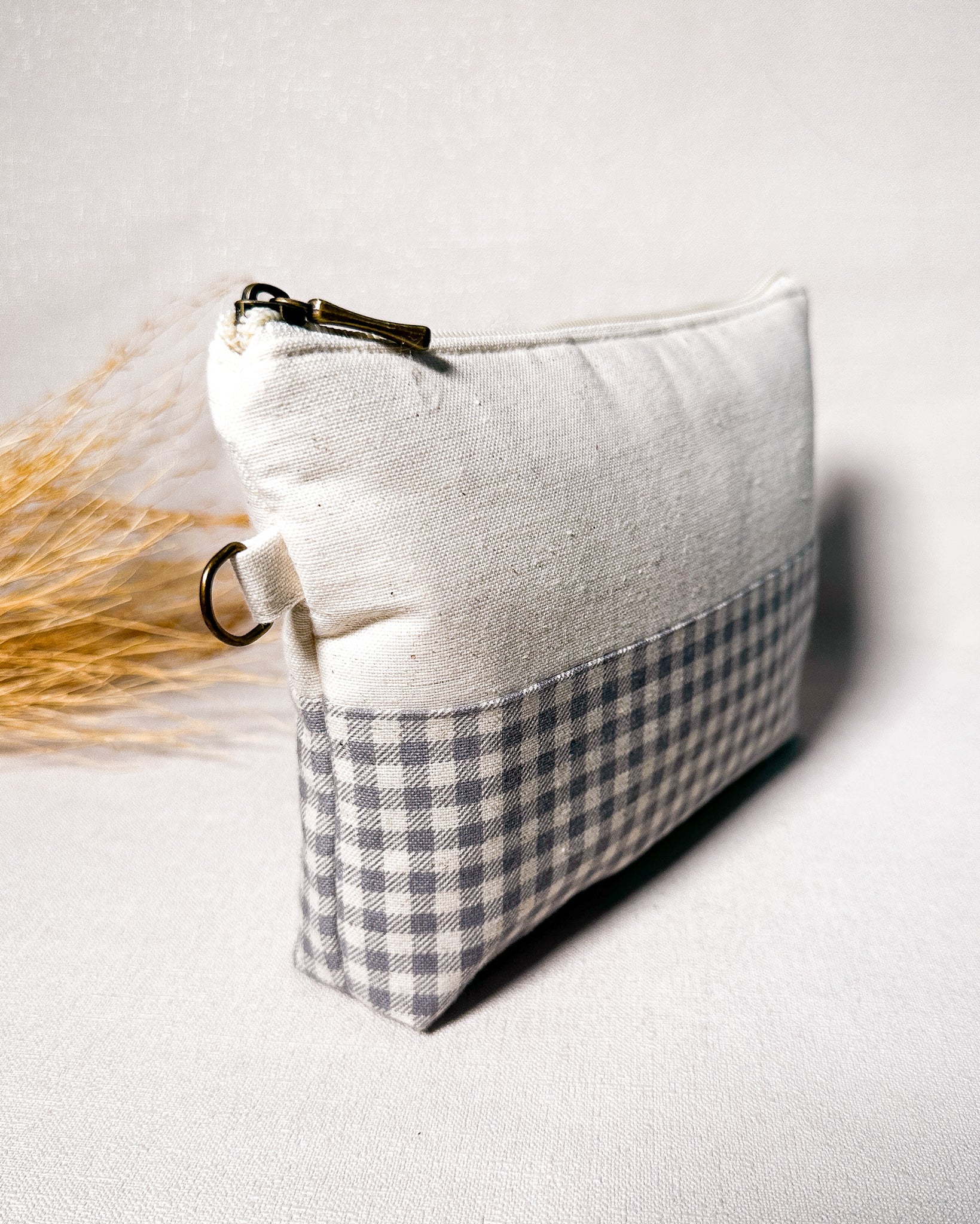 Necessaire Inspira para bordar xadrez azul duo