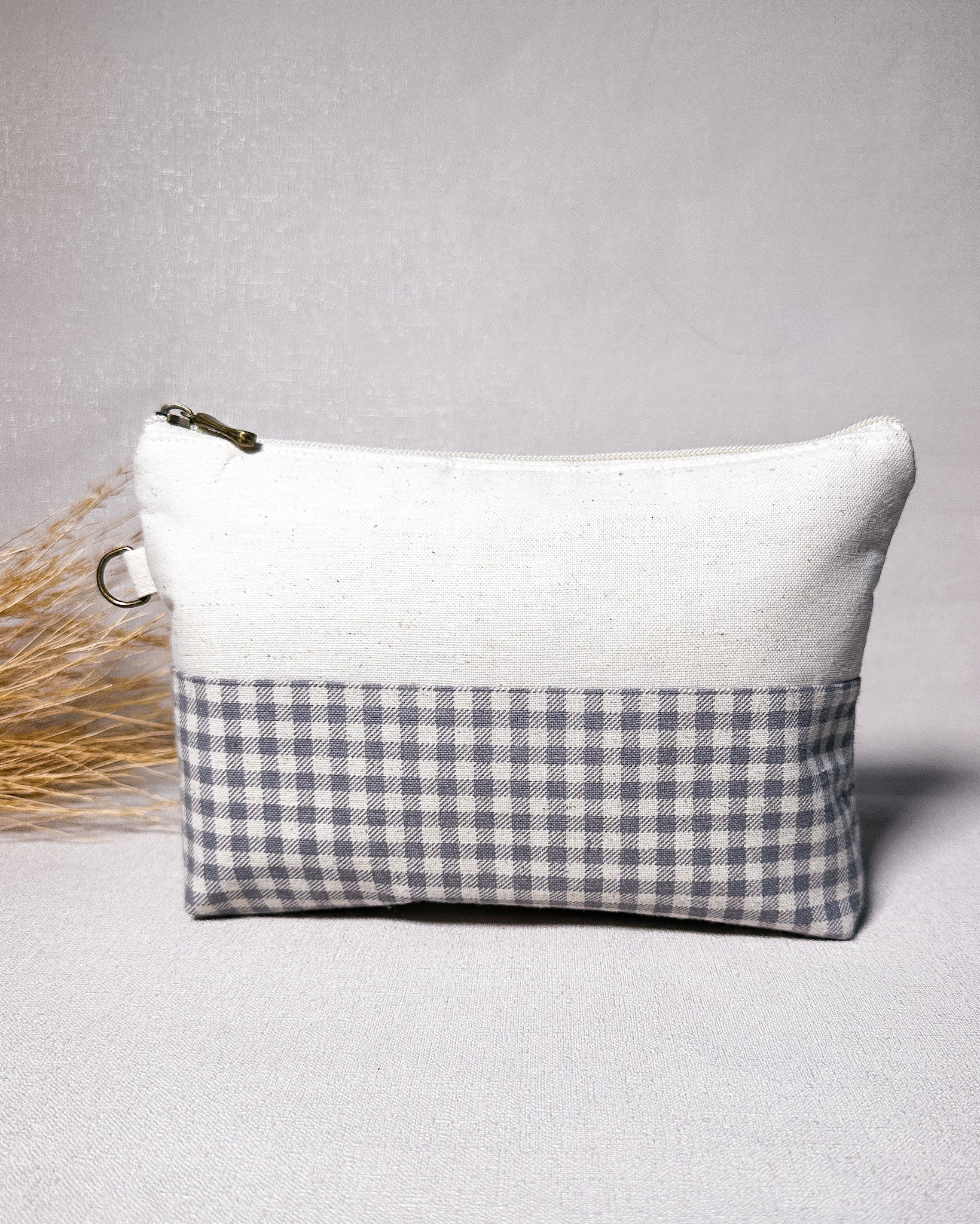 Necessaire Inspira para bordar xadrez azul duo