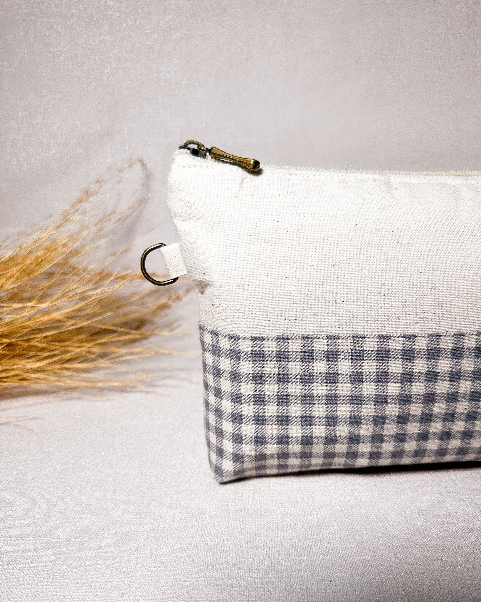 Necessaire Inspira para bordar xadrez azul duo