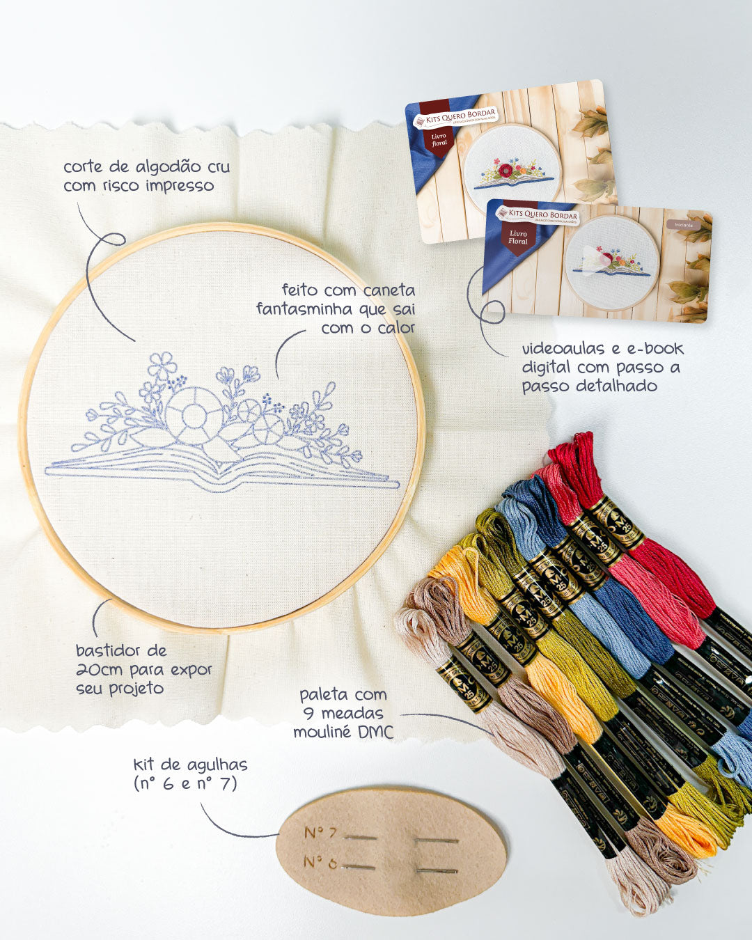 Kit Quero Bordar - Livro floral