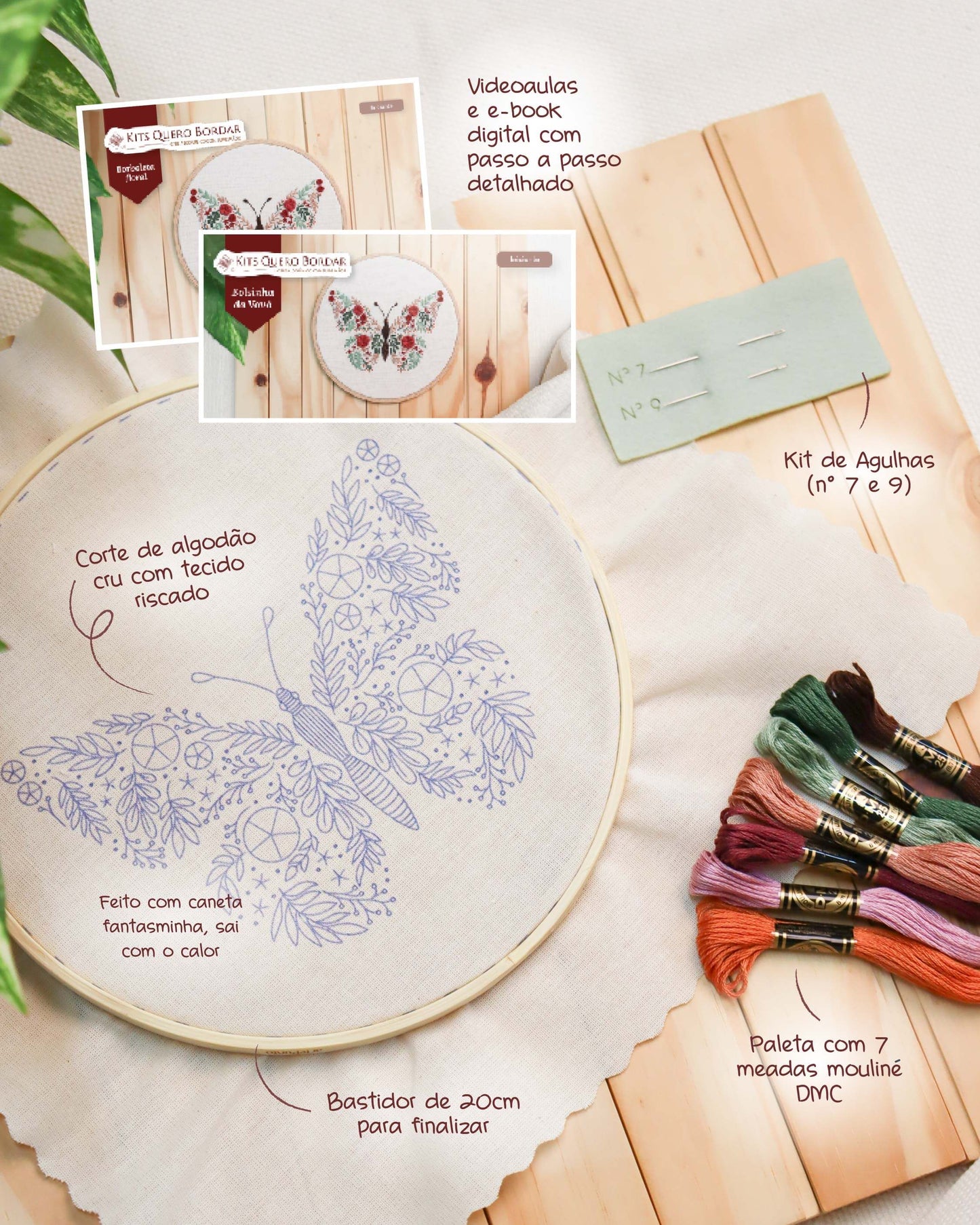 Kit Quero Bordar - Borboleta floral