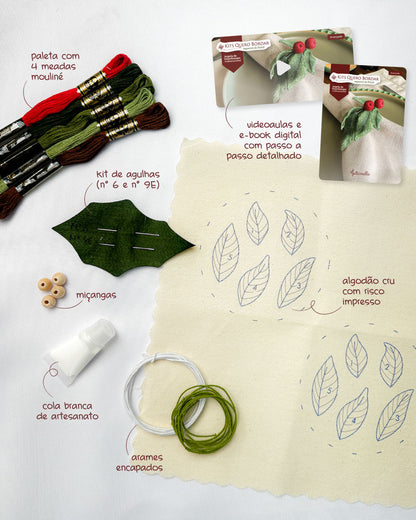 Curso + Kit Quero Bordar Argolas de Guardanapo 3D - Material completo + vídeo aulas