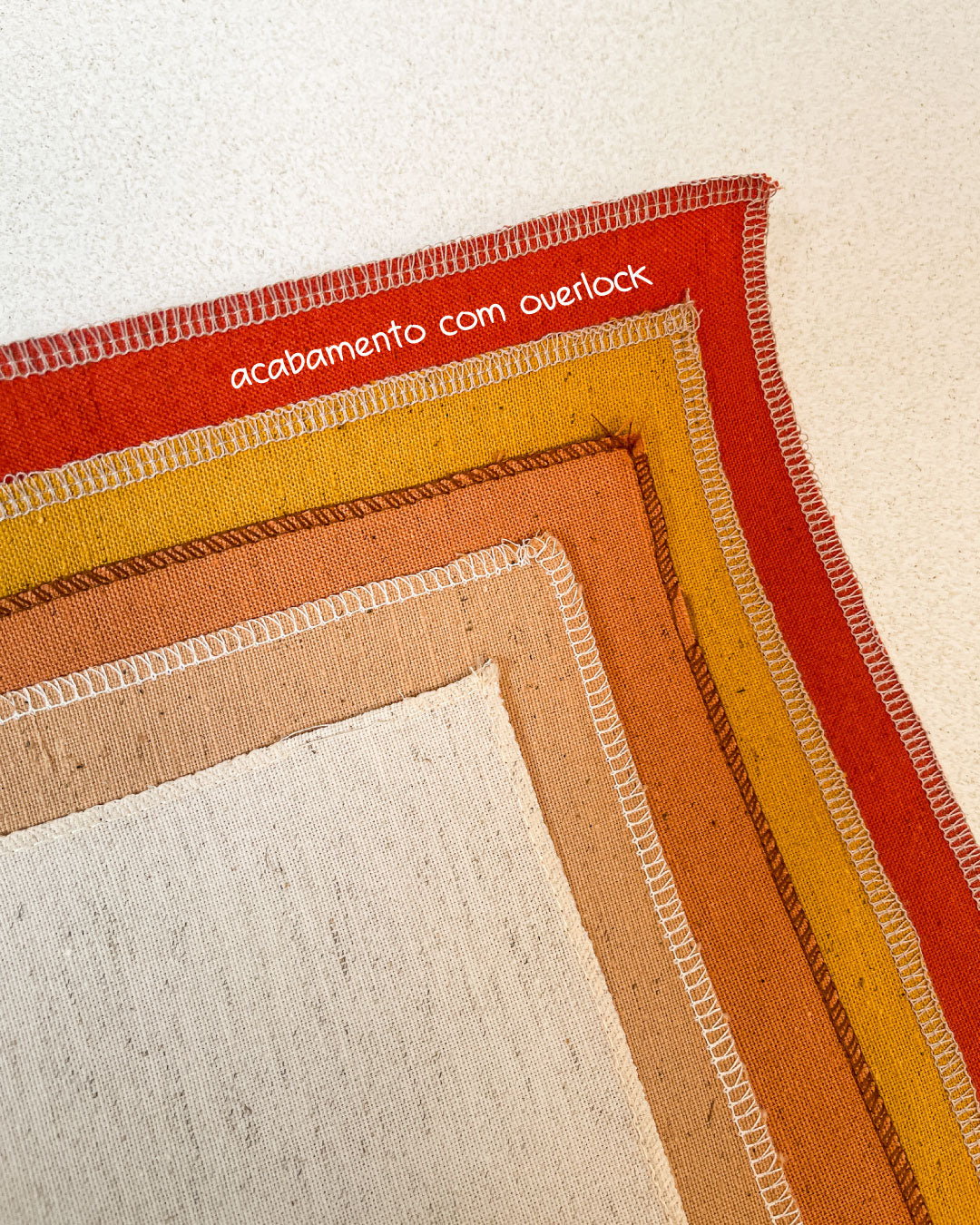 Kit com 5 cortes de algodão com linho 25x25 - tons quentes