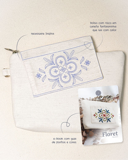 Necessaire inspira cru + risco + E-book Coleção Floret